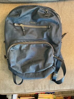 Tumi Men's Navy Blue Backpack with Front Zip Pocket